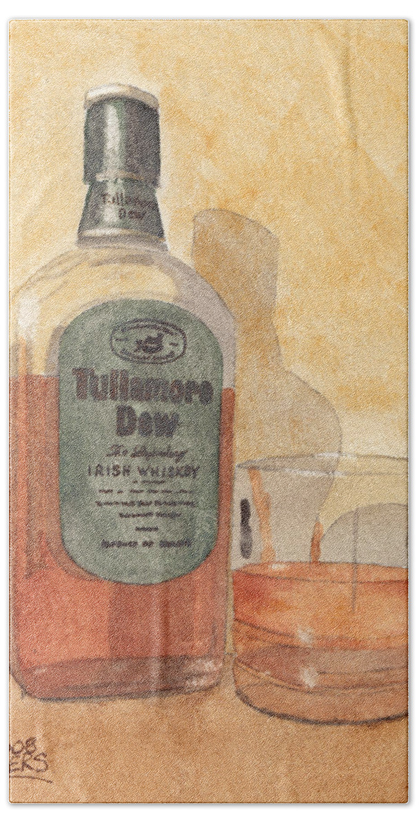 Irish Bath Towel featuring the painting Irish Whiskey by Ken Powers
