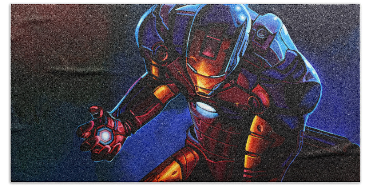 Iron Man Bath Towel featuring the painting Iron Man by Paul Meijering