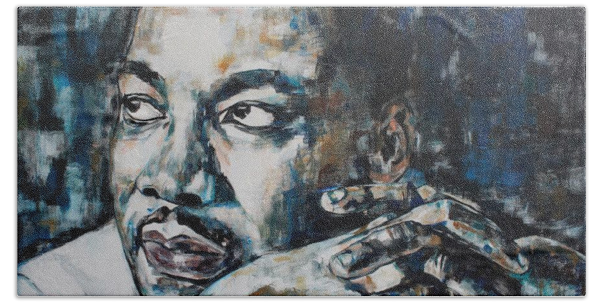 Mlk Hand Towel featuring the painting Iron Sky by Christel Roelandt