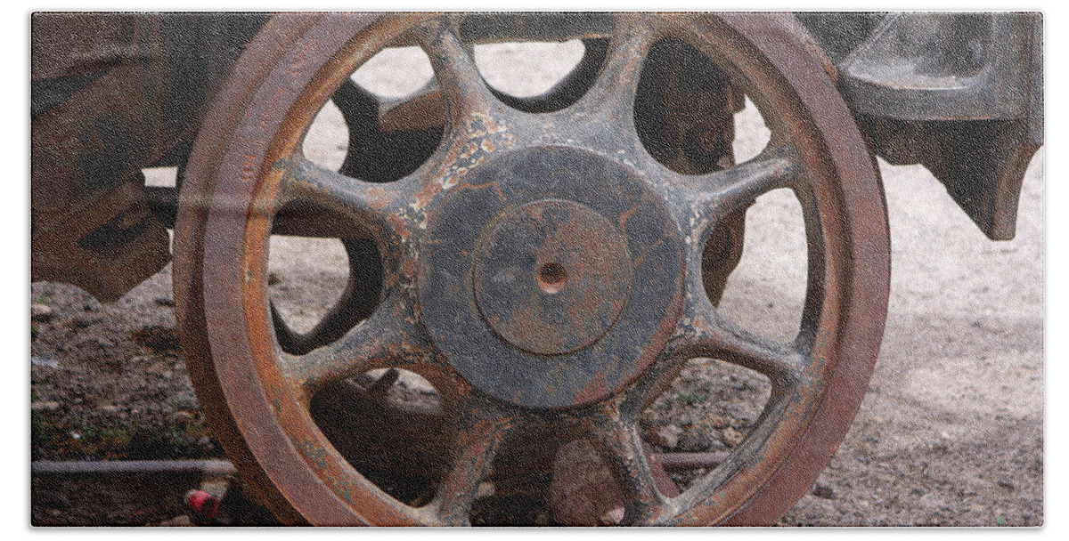 Rusty Bath Towel featuring the photograph Iron Train Wheel by Aidan Moran