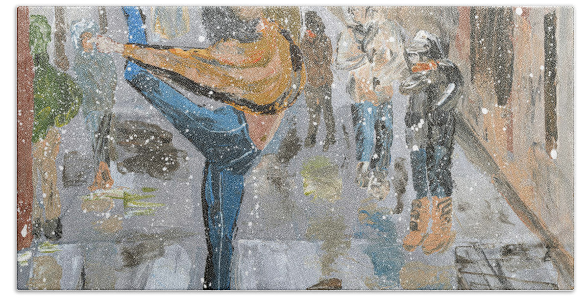Winter Bath Towel featuring the painting Is grace ever out of place by Ovidiu Ervin Gruia
