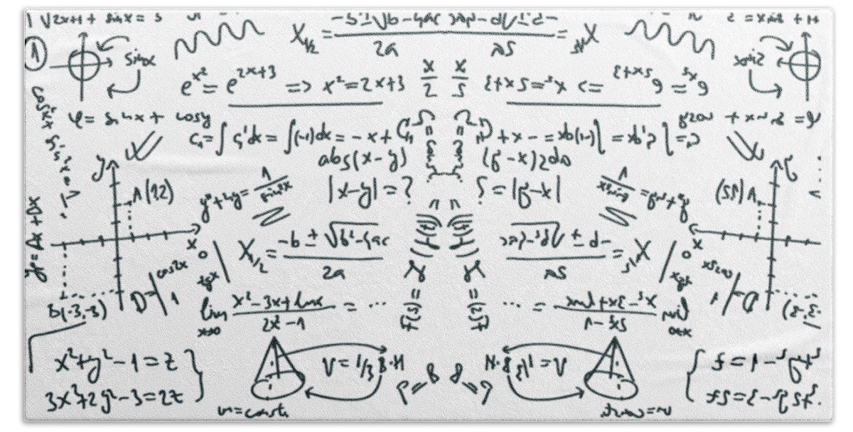 Math Equations Bath Towel featuring the drawing It Figures... by Kim Kent