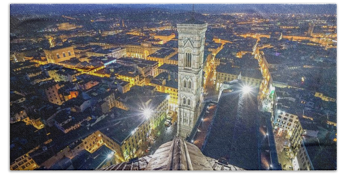Italy Bath Towel featuring the photograph Italy Florence Duomo Night View by Street Fashion News
