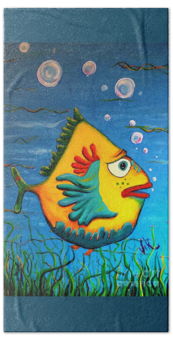 Florida Bath Towel featuring the painting Izzy on the Itch by Vickie Scarlett-Fisher