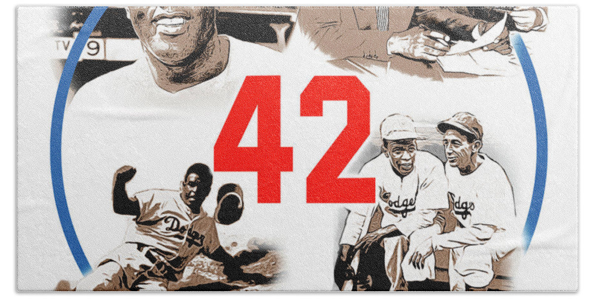 Jackie Robinson Hand Towel featuring the digital art Jackie 42 by Greg Joens