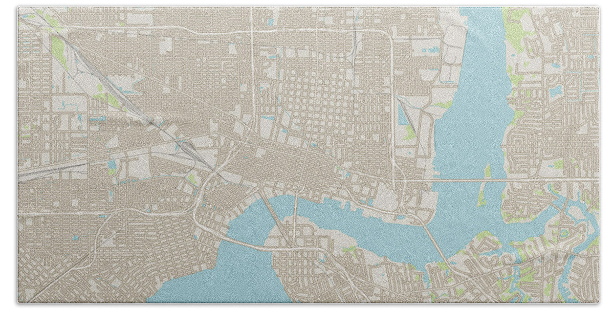 Jacksonville Hand Towel featuring the digital art Jacksonville Florida US City Street Map by Frank Ramspott