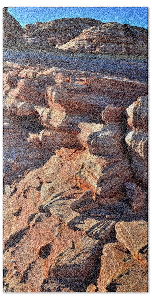 Valley Of Fire State Park Bath Towel featuring the photograph Jagged Sandstone Ridges in Valley of Fire by Ray Mathis