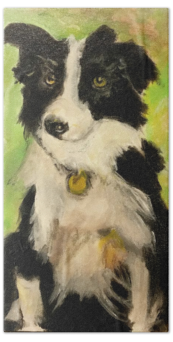 Dog Bath Towel featuring the painting Jake by Denice Palanuk Wilson