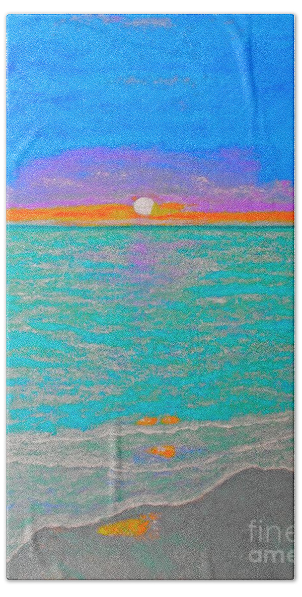 Fine-art-painting Bath Towel featuring the painting Jamaica Beach by Catalina Walker