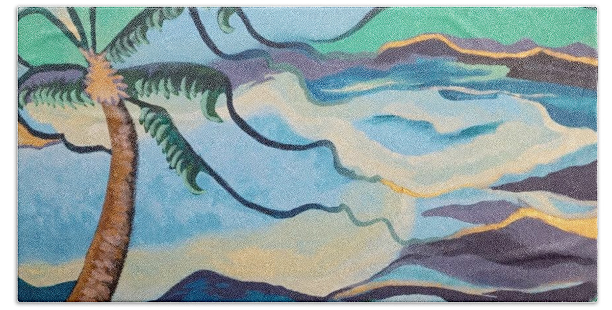 Jamaica Bath Towel featuring the painting Jamaican Sea Breeze by Jan Steinle