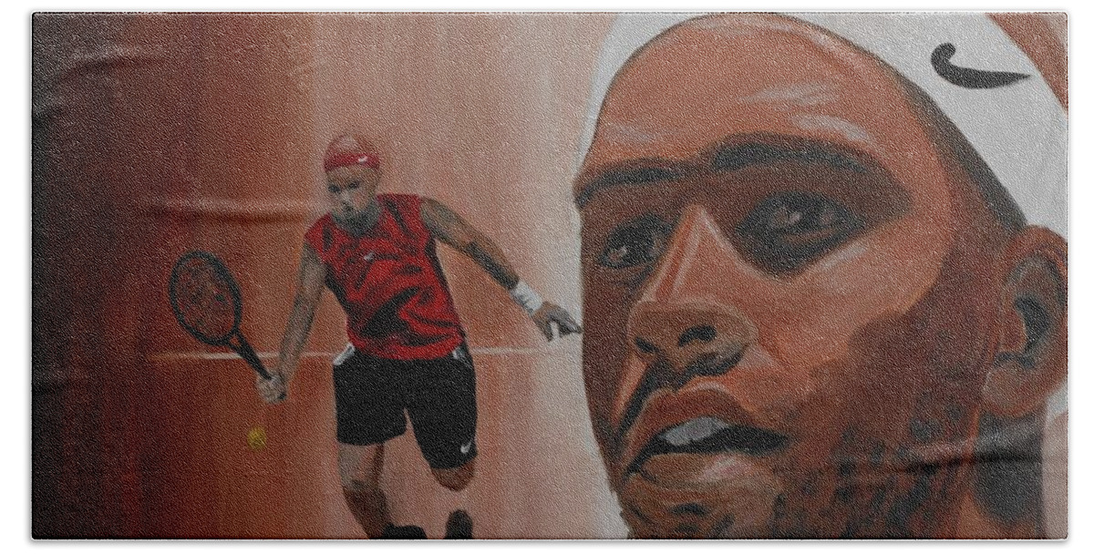 James Bath Towel featuring the painting James Blake by Quwatha Valentine