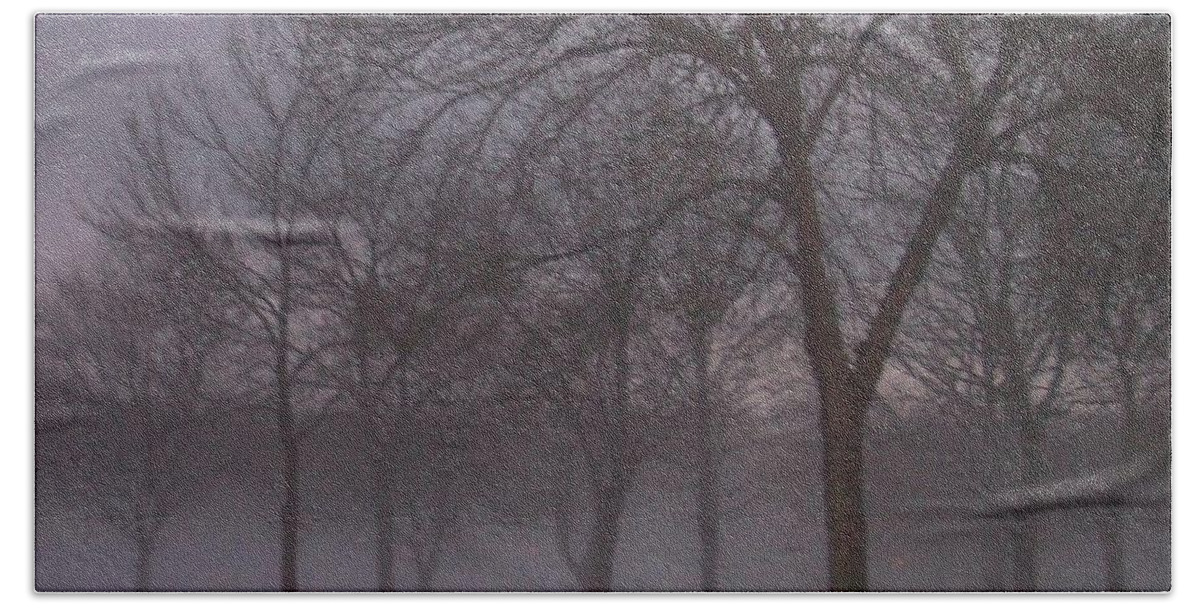 January Hand Towel featuring the photograph January fog 4 by Anita Burgermeister
