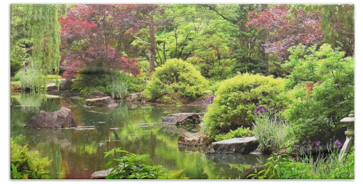 Japanese Gardens Hand Towel featuring the photograph Japanese Gardens by Mary Ann Artz