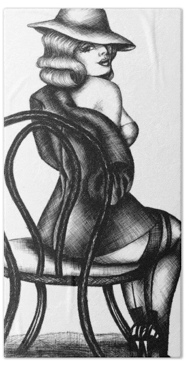 Pen And Ink Hand Towel featuring the drawing Jazz Dancer by Scarlett Royale