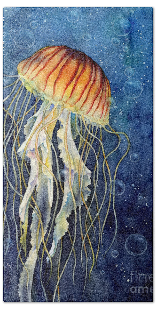 Jellyfish Hand Towel featuring the painting Jellyfish by Hailey E Herrera