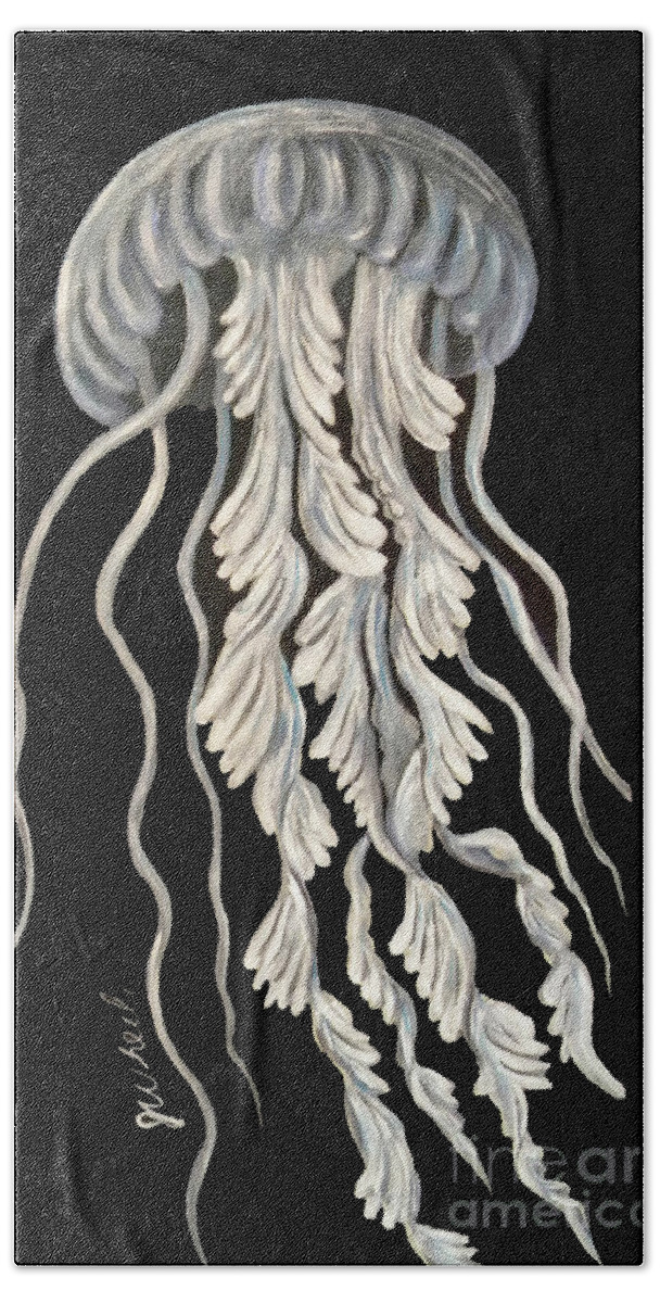 Jellyfish Bath Towel featuring the painting Jellyfish by JoAnn Wheeler