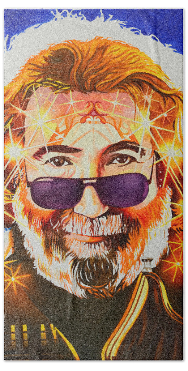 Jerry Garcia Hand Towel featuring the painting Jerry Garcia-Dark Star by Joshua Morton