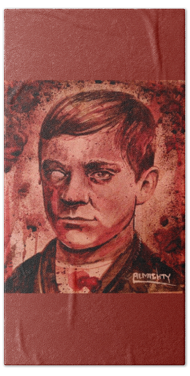 Ryan Almighty Bath Towel featuring the painting JESSE POMEROY fresh blood by Ryan Almighty