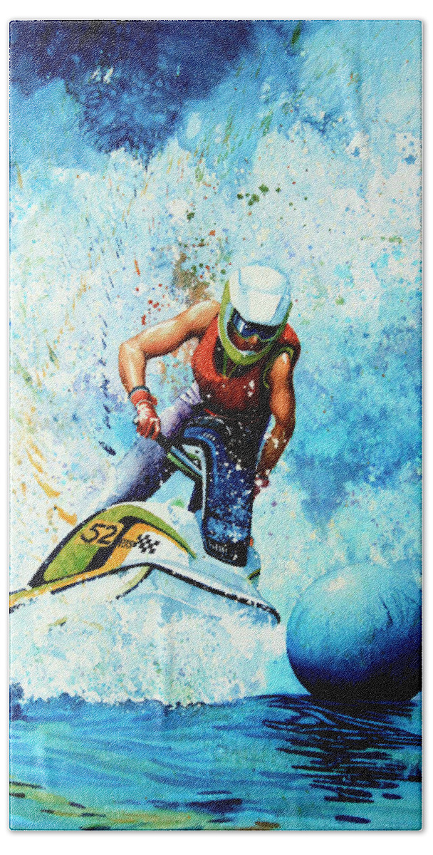 Ski-doo Painting Hand Towel featuring the painting Jet Blue by Hanne Lore Koehler