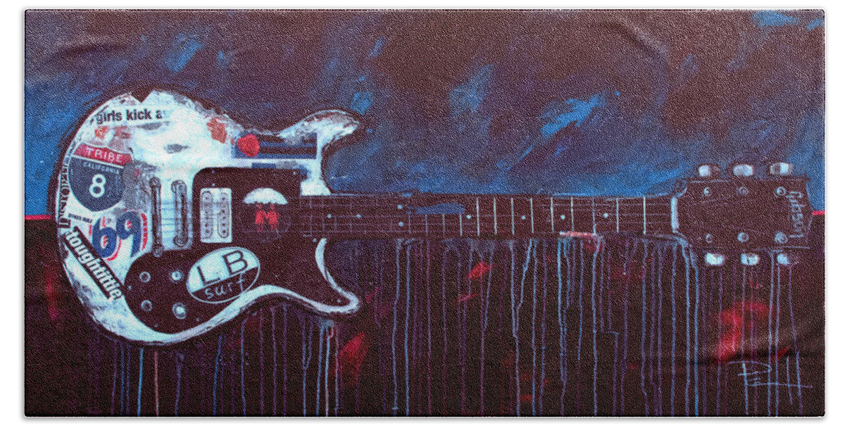 Joan Jett Bath Towel featuring the painting Jett Engine by Sean Parnell