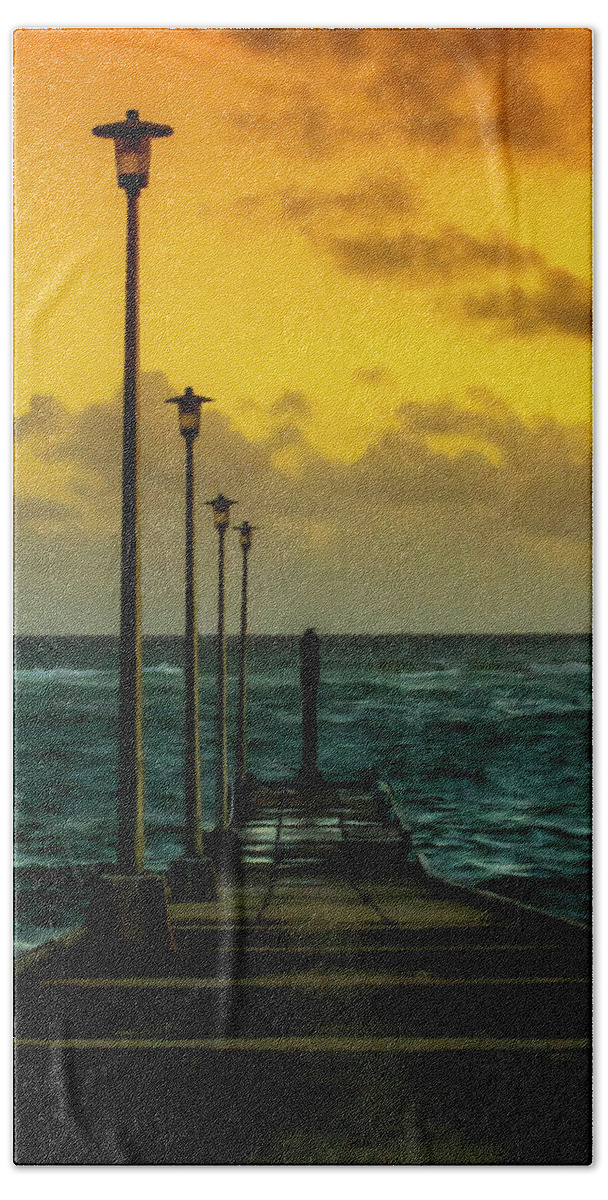 Jetty Bath Towel featuring the photograph Jetty at sunrise by Stuart Manning