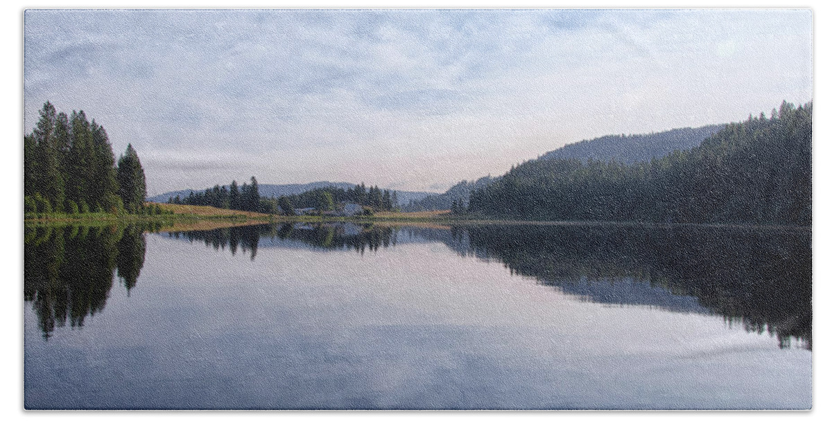 Landscape Hand Towel featuring the photograph Jewel Lake reflections by Debra Baldwin