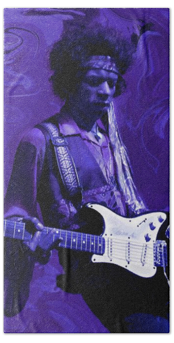 Jimi Hendrix Bath Sheet featuring the photograph Jimi Hendrix Purple Haze by David Dehner