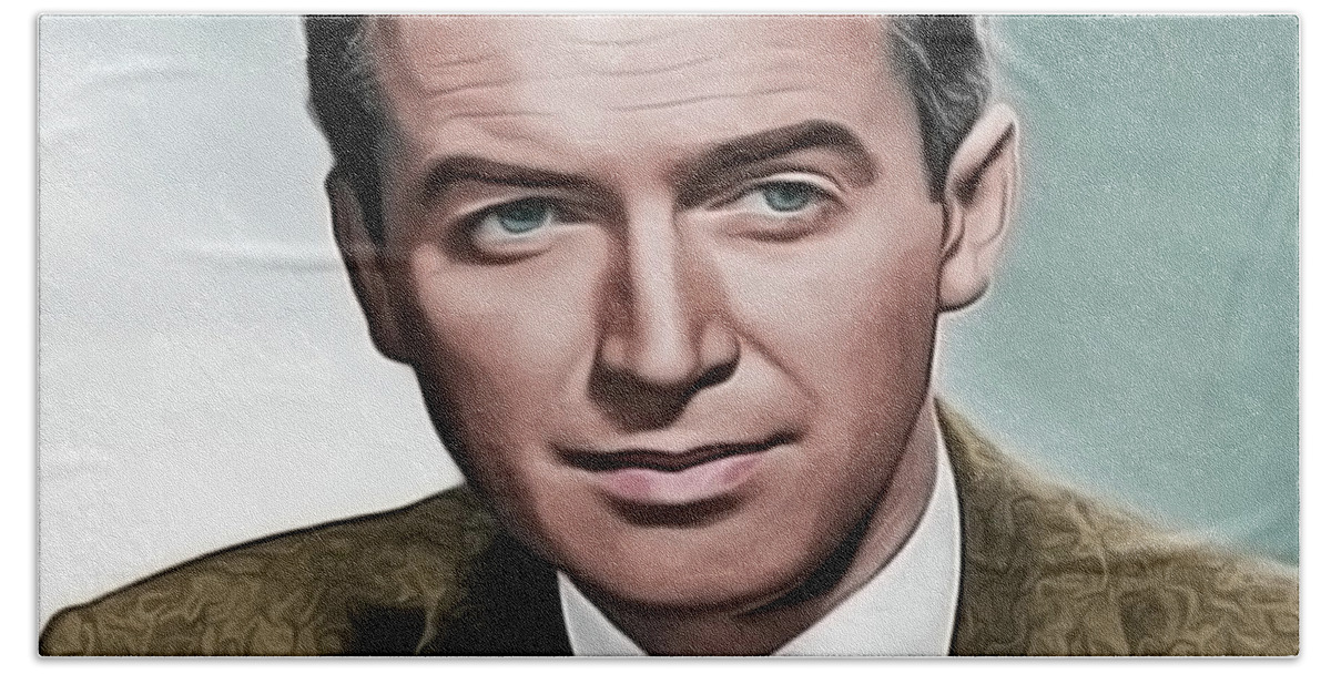 James Stewart Hand Towel featuring the painting Jimmy by Harry Warrick