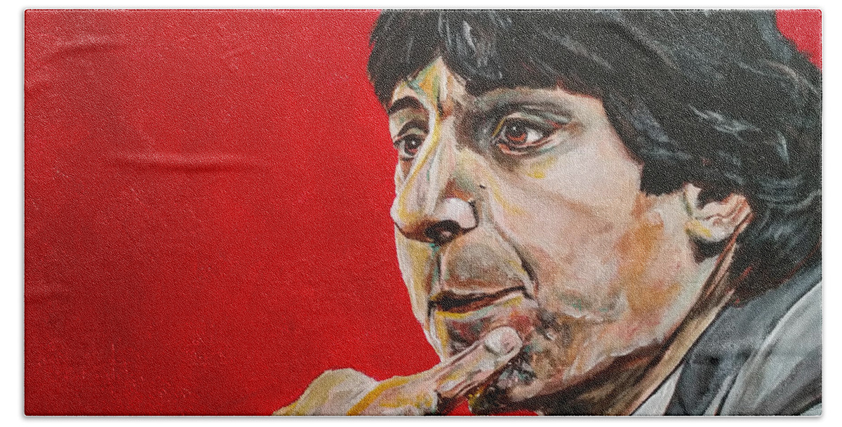 Portrait Bath Towel featuring the painting Jimmy V by Joel Tesch