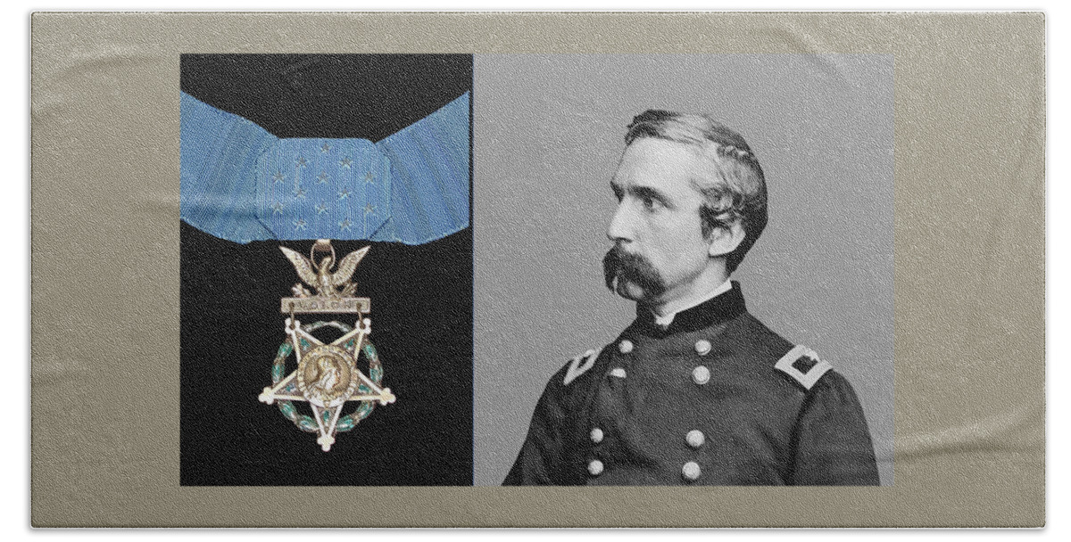 General Chamberlain Bath Sheet featuring the painting J.L. Chamberlain and The Medal of Honor by War Is Hell Store