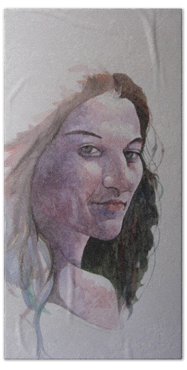 Joanna Bath Towel featuring the painting Joanna by Ray Agius