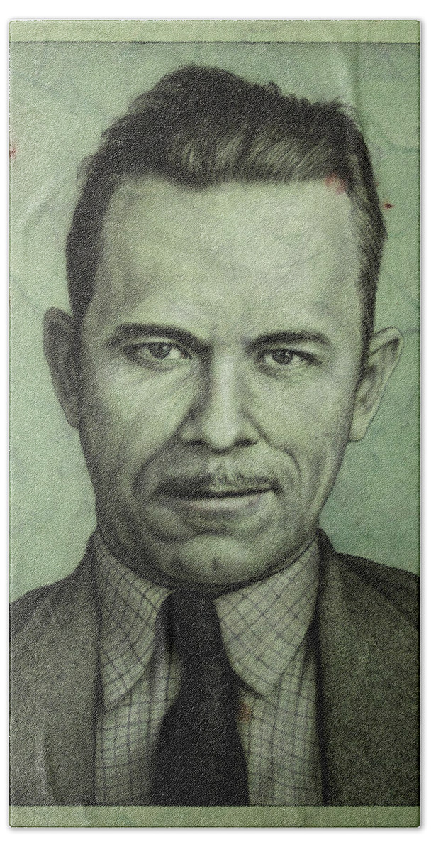 John Dillinger Hand Towel featuring the painting John Dillinger by James W Johnson