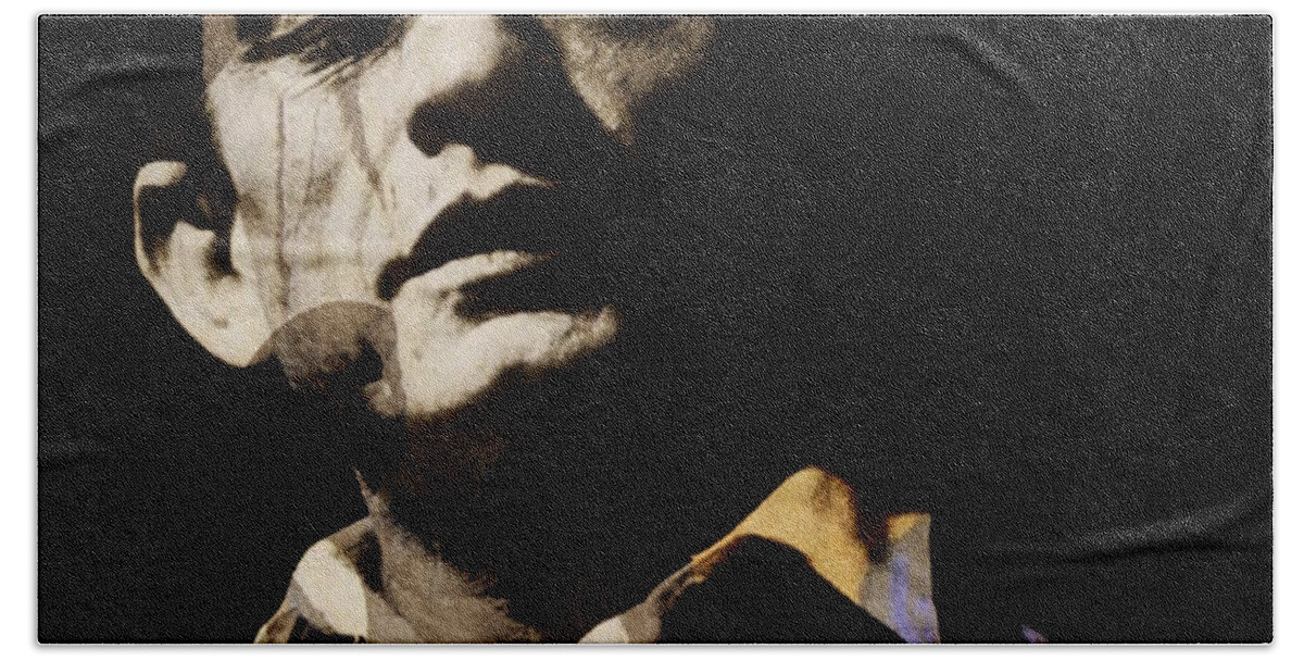 Johnny Cash Bath Towel featuring the digital art Johnny Cash - I Walk The Line by Paul Lovering