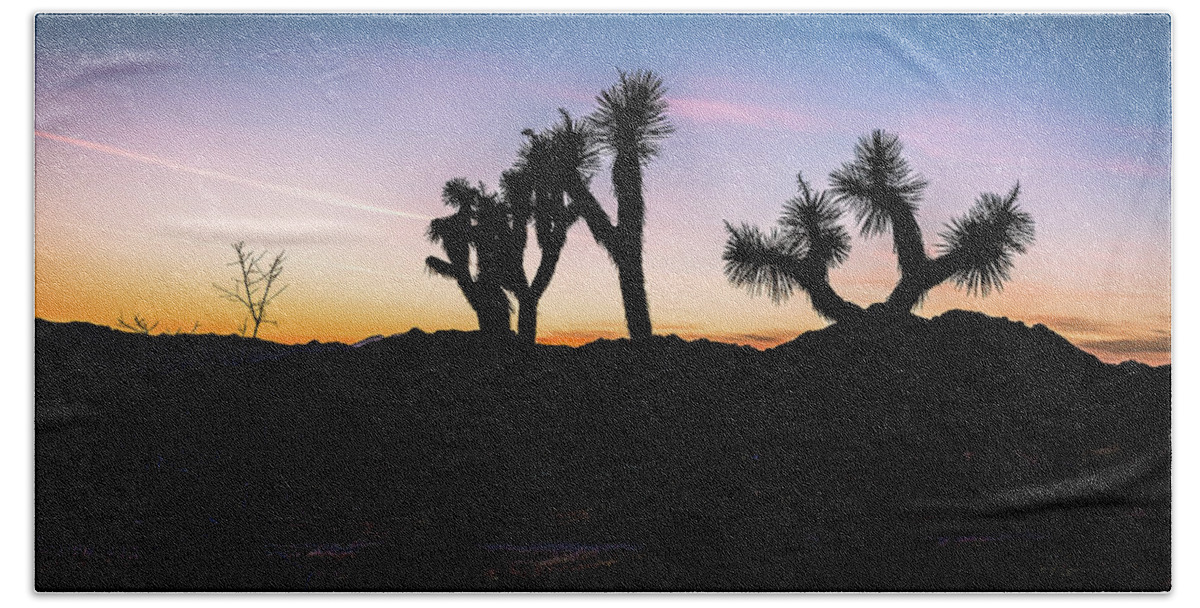 Landscape Scene Of Joshua Tree National Park At Sunset. Hand Towel featuring the photograph Joshua Tree by Mark Joseph