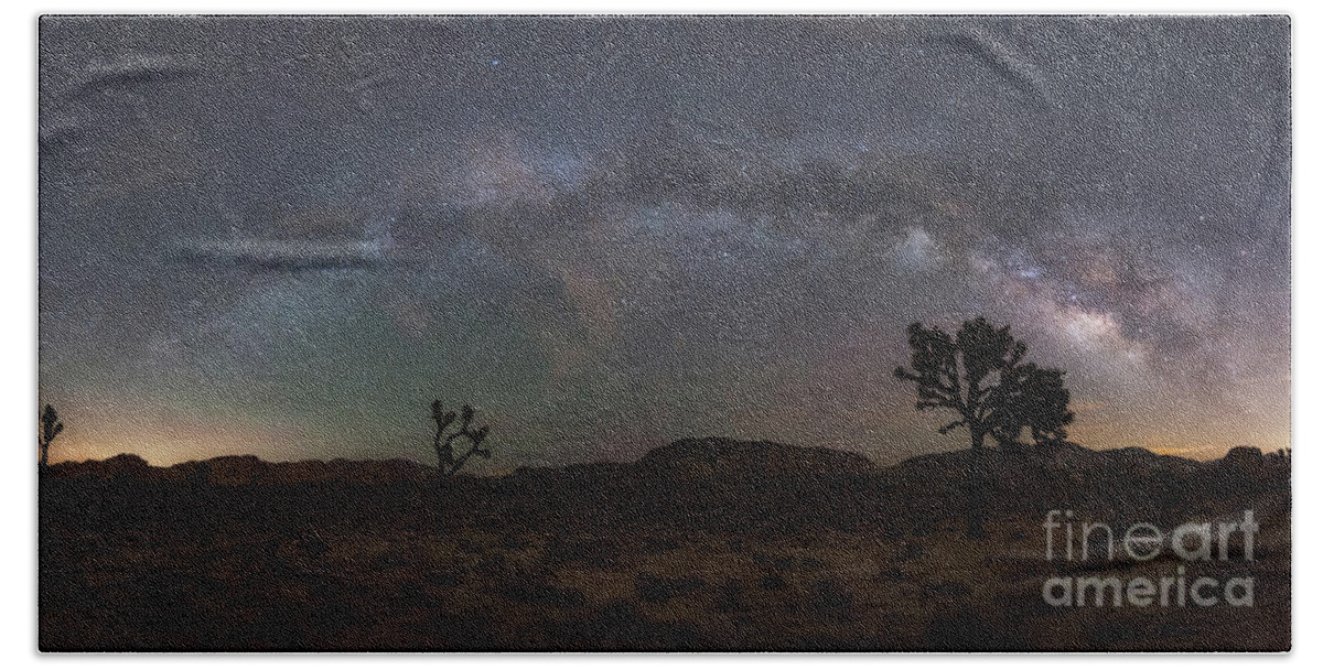 Hidden Valley Bath Towel featuring the photograph Joshua Tree Milky Way Panorama by Michael Ver Sprill