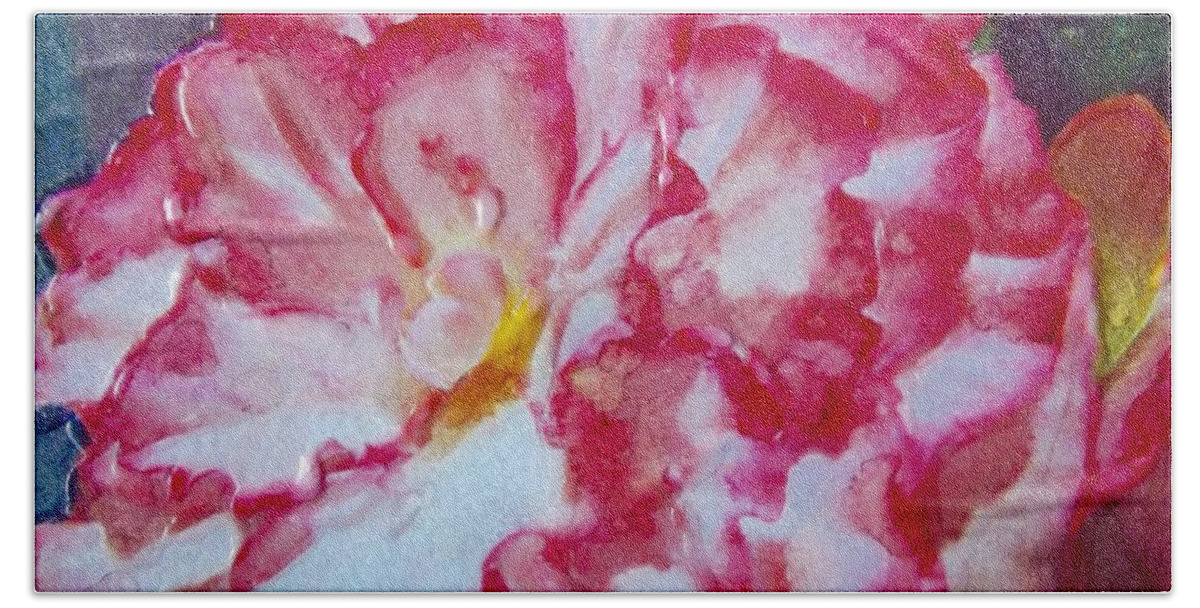 Flower Bath Towel featuring the painting Joy by Cara Frafjord