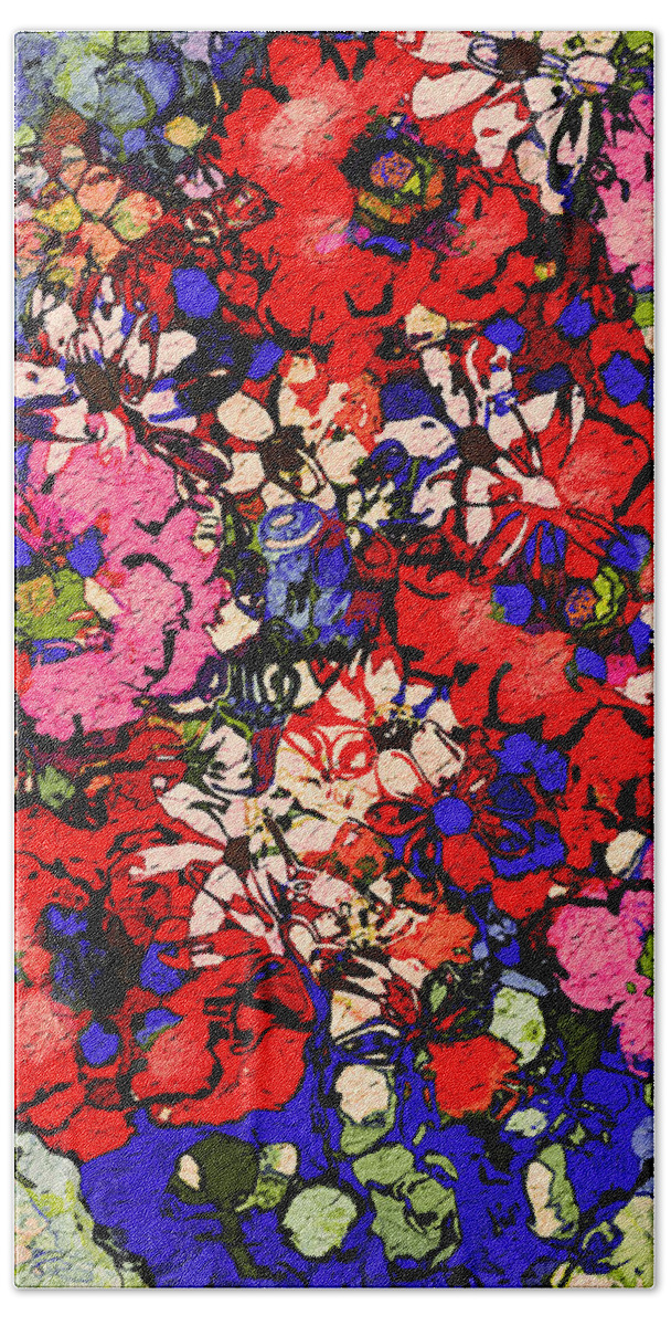 Floral Abstract Hand Towel featuring the painting Joyful Flowers by Natalie Holland