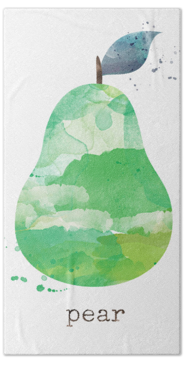 Pear Hand Towel featuring the painting Juicy Pear by Linda Woods