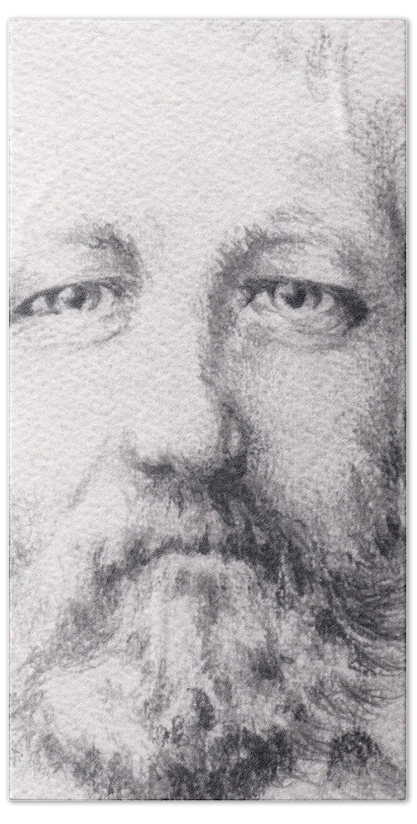 Jules Verne Hand Towel featuring the drawing Jules Verne by William Russell Nowicki