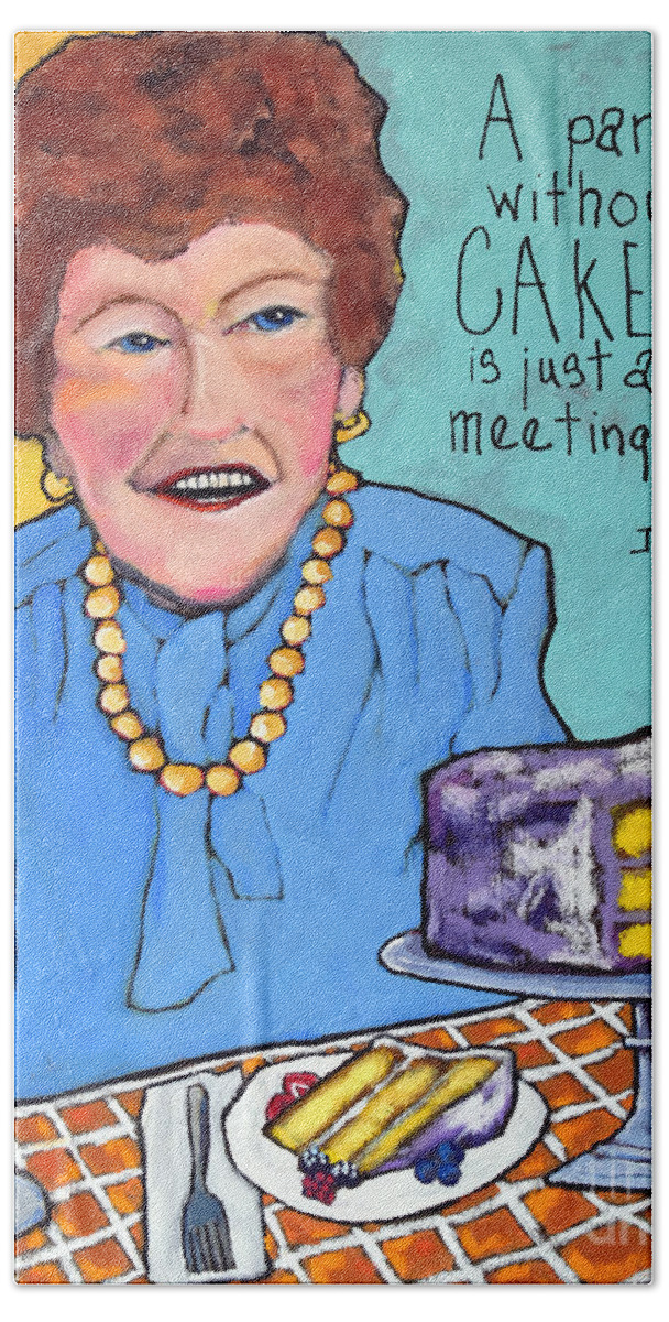 Julia Child Hand Towel featuring the painting Julia Child by David Hinds