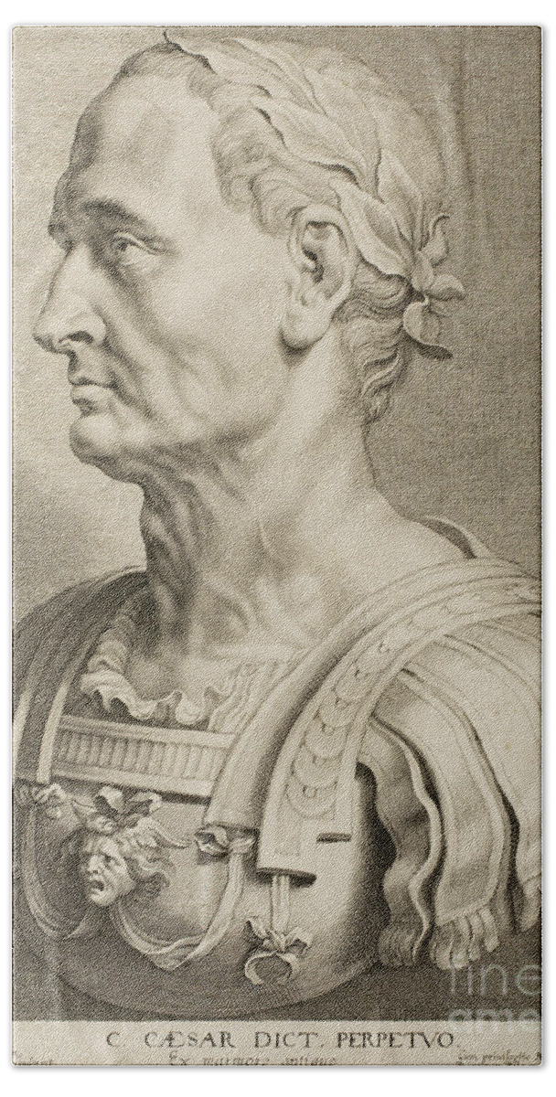 Julius Caesar Hand Towel featuring the drawing Julius Caesar by Roman School