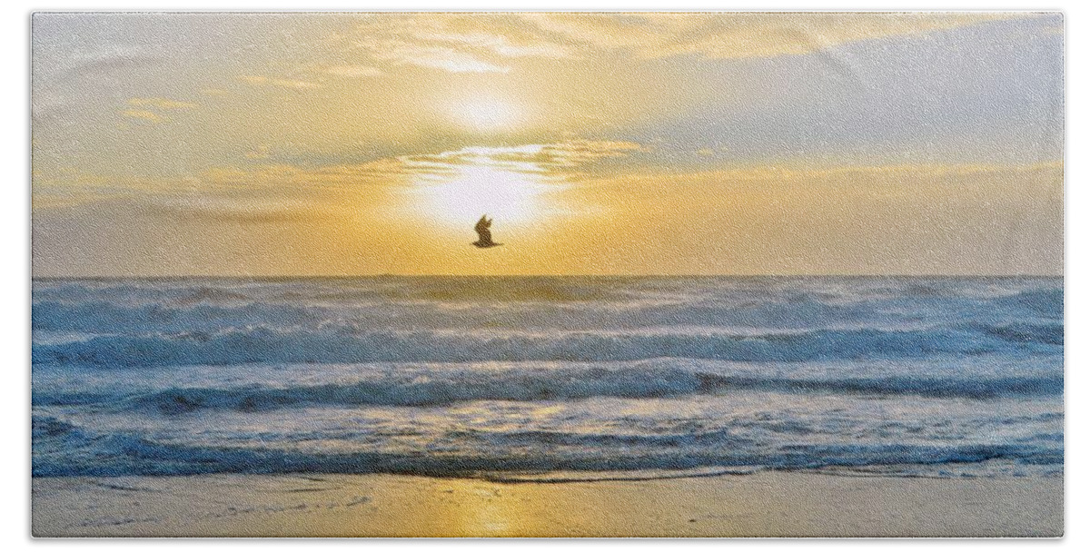 Obx Sunrise Bath Towel featuring the photograph July 30 Sunrise NH by Barbara Ann Bell