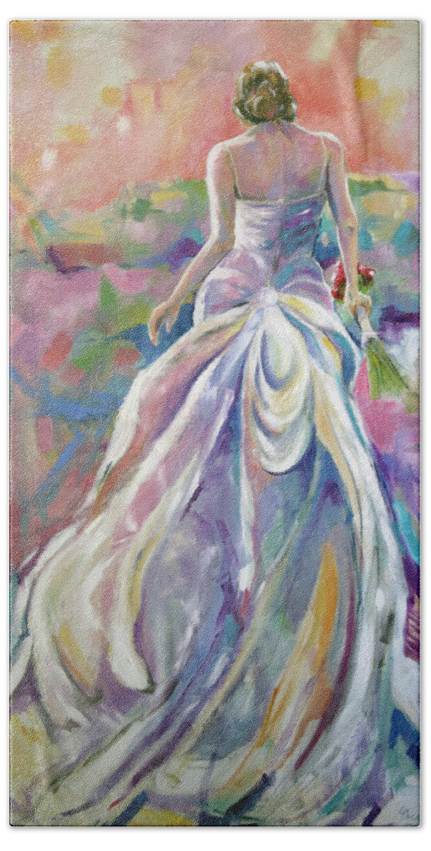 Brides Bath Towel featuring the painting June Bride by Laurie Pace