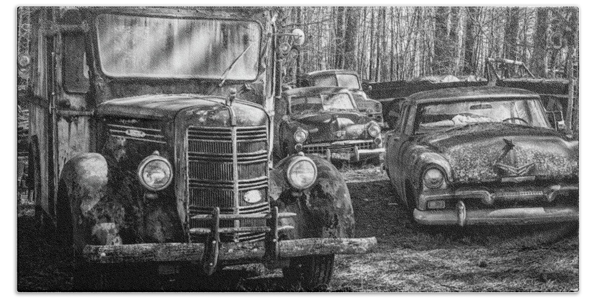 Old Mack Truck Hand Towel featuring the photograph Junked Mack truck ad old Plymouth by Matthew Pace