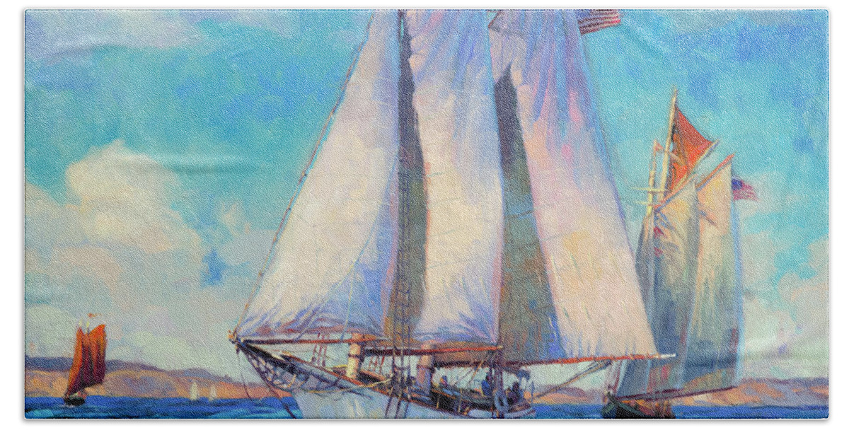 Sailboat Bath Towel featuring the painting Just Breezin' by Steve Henderson