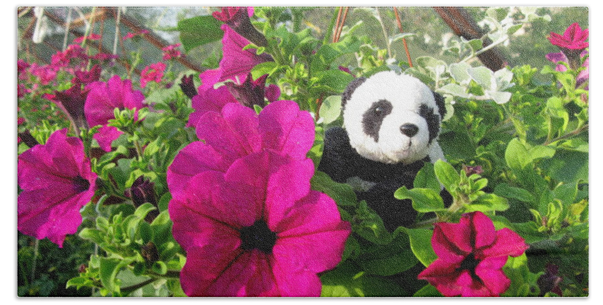 Baby Panda Bath Towel featuring the photograph Just hanging in there by Ausra Huntington nee Paulauskaite