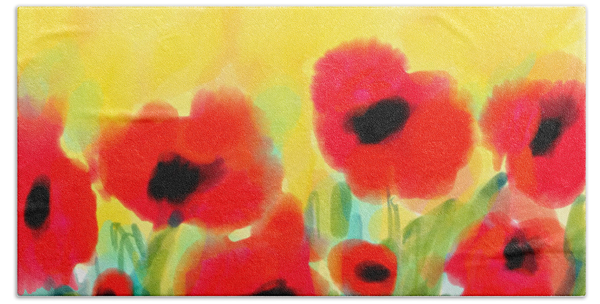 Poppies Hand Towel featuring the digital art Just poppies by Cristina Stefan