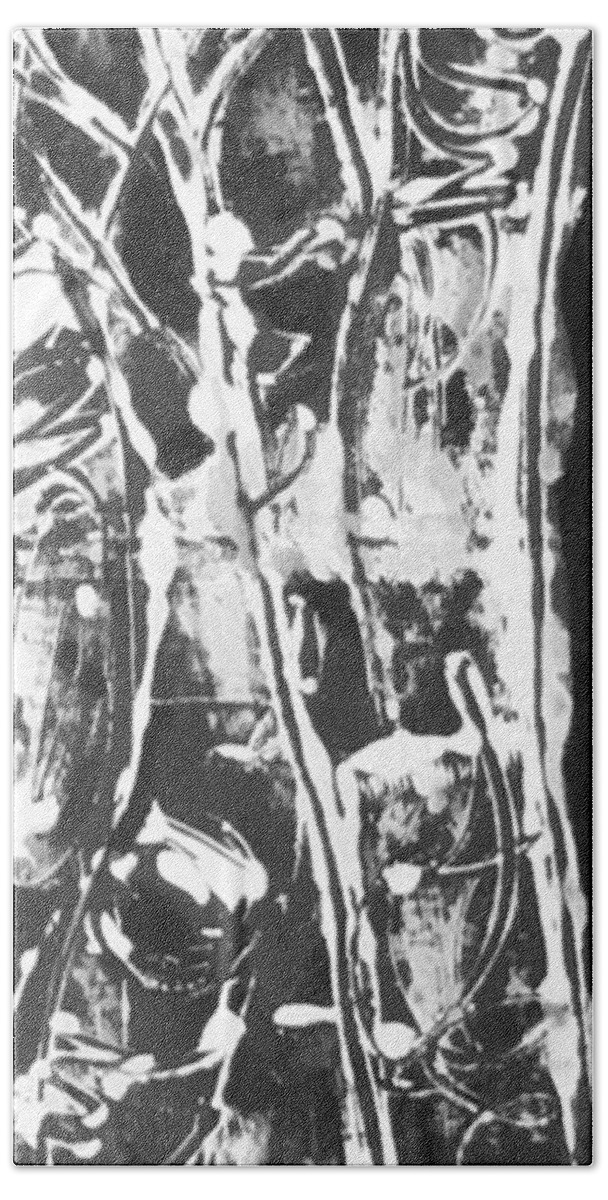 Trees Mono-prints Carol Rashawnna Williams Nature Black And White Hand Towel featuring the painting Justice by Carol Rashawnna Williams