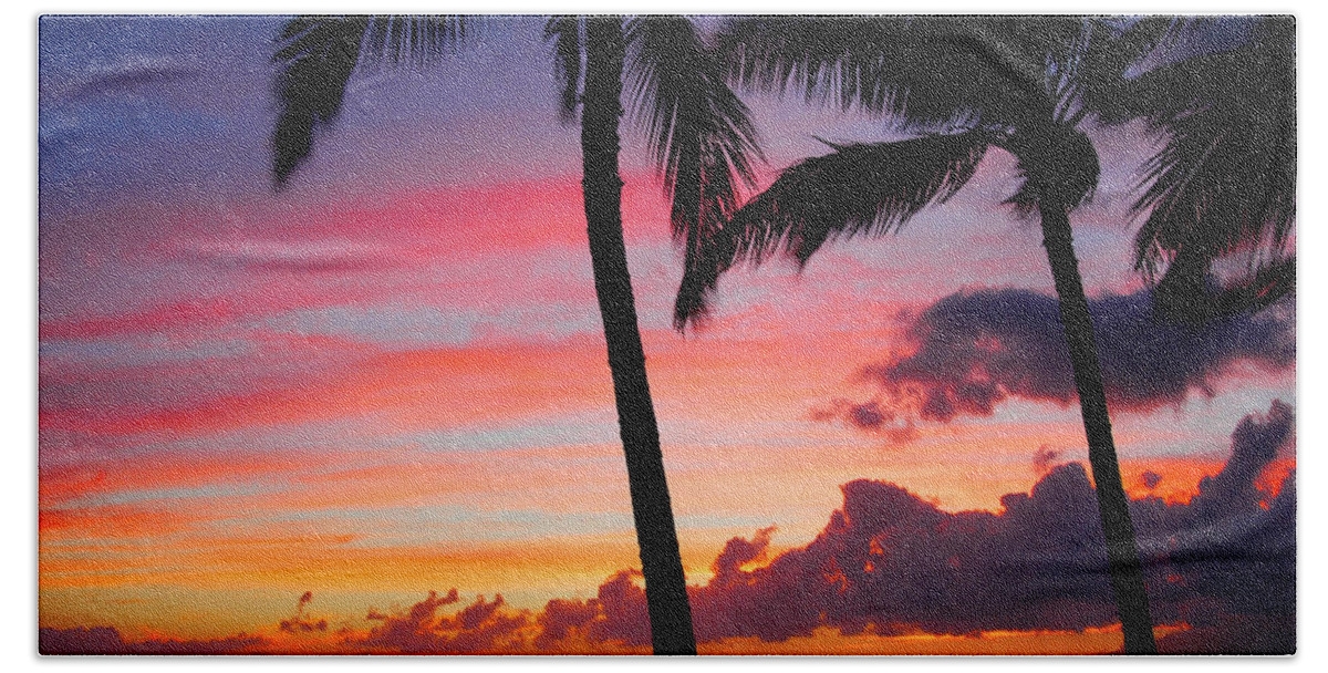 Kaanapali Sunset Hand Towel featuring the photograph Kaanapali Sunset Kaanapali Maui Hawaii by Michael Bessler