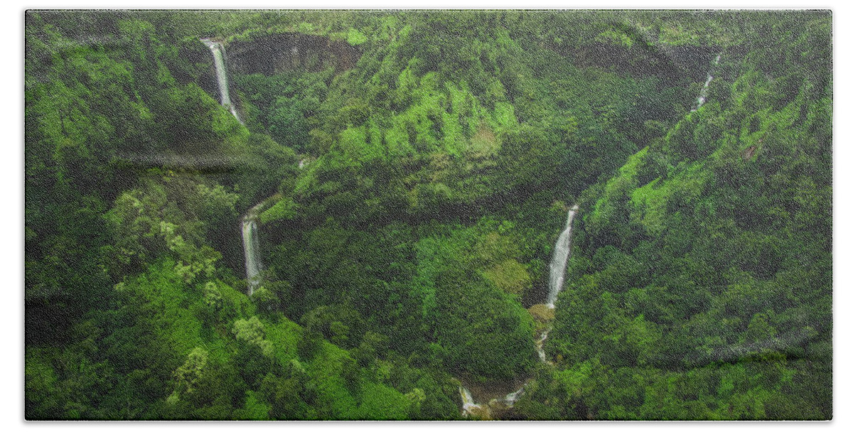 Aerial Hand Towel featuring the photograph Kahili Falls Aerial by Andy Konieczny